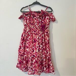 Baby Gap Girls 2T Pink Floral Dress Cotton Ruffle Spaghetti Strap Sundress